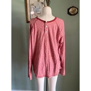 Red Lucky Brand Mens Long Sleeve Henley Red Large